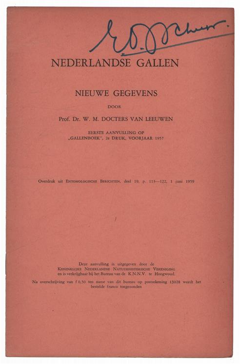 Nederlandse gallen : nieuwe gegevens : eerste aanvulling op gallenboek (2de dr. 1957)