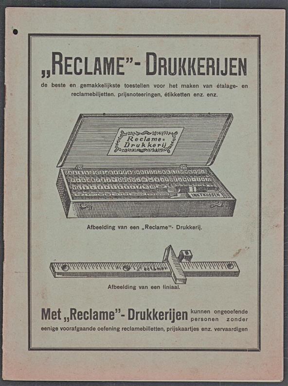 (modellenboek) Reclame drukkerijen - De beste en gemakkelijkste toestellen voor het maken van etalage en reclamebiljetten, prijsnoteringen etiketten enz