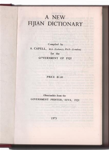 A New Fijian Dictionary