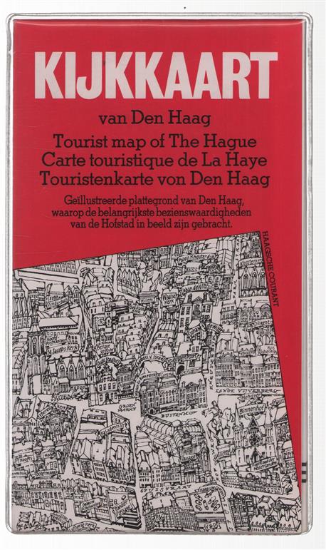 Kijkkaart van Den Haag, geillustreerde plattegrond van Den Haag, waarop de belangrijkste bezienswaardigheden van de Hofstad in beeld zijn gebracht