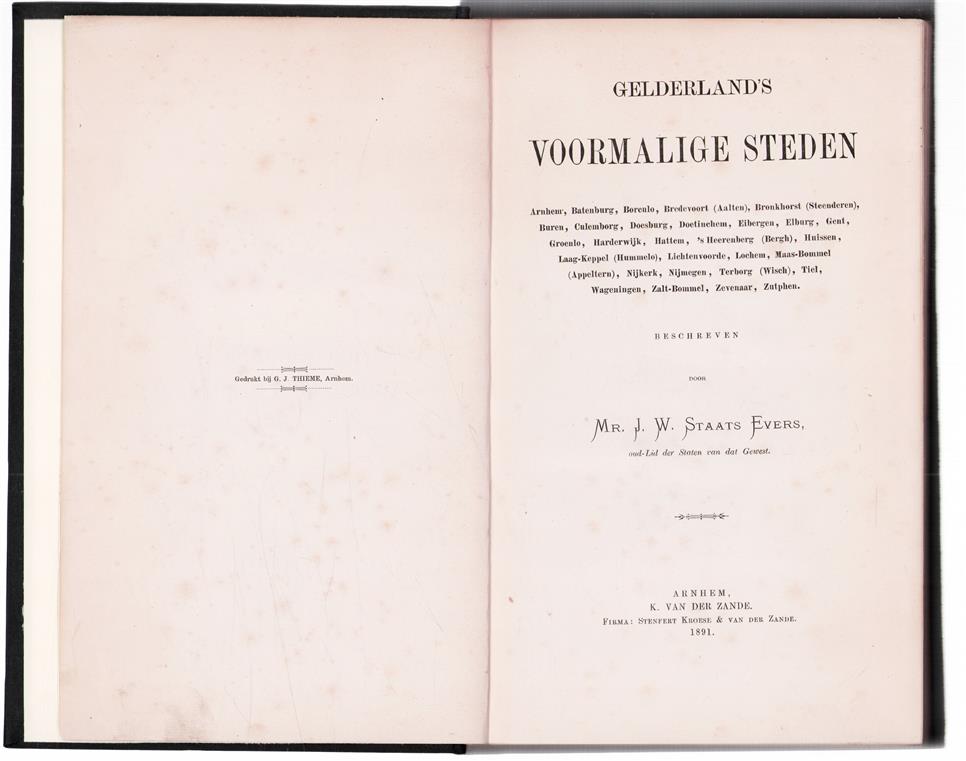 Gelderland's voormalige steden, Arnhem, Batenburg, Borculo, Bredevoort (Aalten), Bronkhorst (Steenderen), Buren, ...