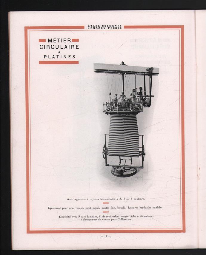 (BEDRIJF CATALOGUS - TRADE CATALOGUE) machines speciales pour bonneterie