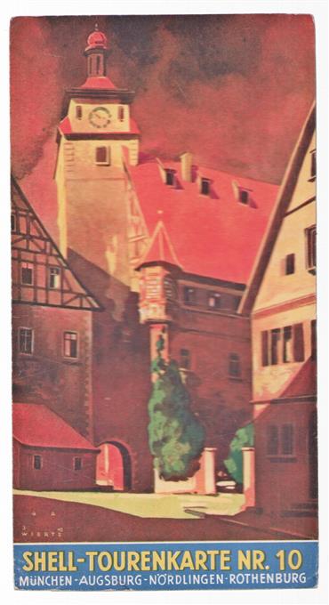 Shell-Tourenkarte. 10, München - Augsburg - Nördlingen - Rothenburg.