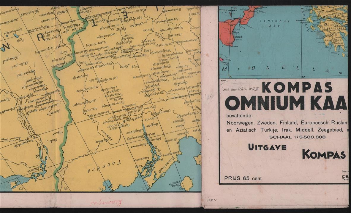 Kompas omnium kaart bevattende: Noorwegen, Zweden, Finland, Europeeesch Rusland, Europ. en Aziatisch Turkije, Irak, Middell. Zeegebied, en Suez.