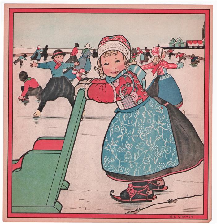 6 LITHO prenten bedoeld voor het maken van blokkendoos Rie Cramer