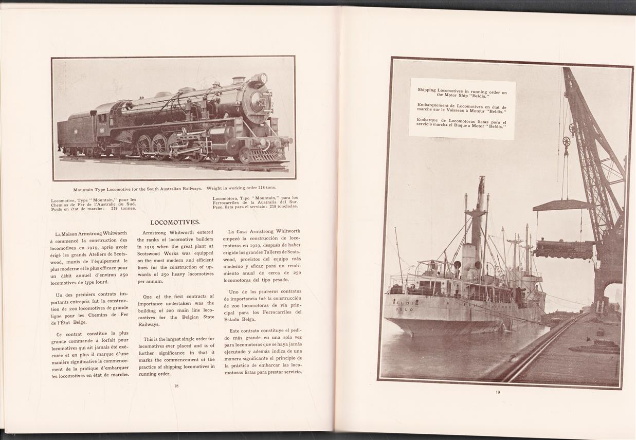 The products of Armstrong Whitworth - Brochure 390 Machines, motoren voor treinen en boten.