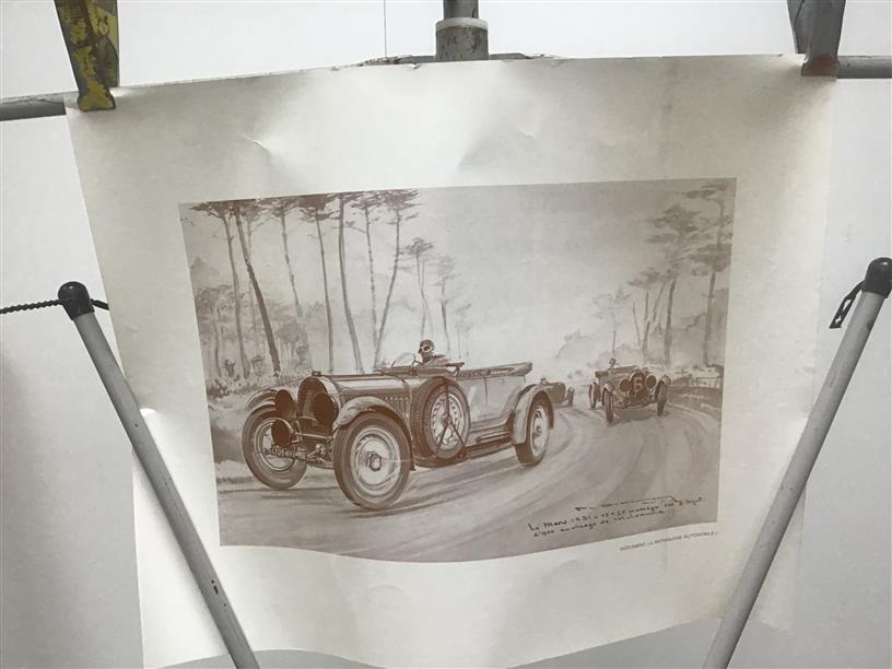 4 posters oude auto Op dik papier