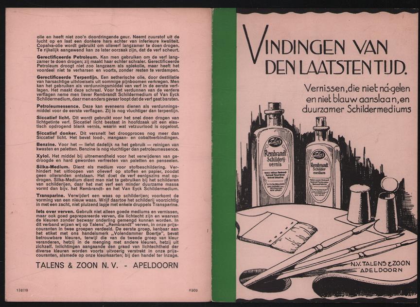Vindingen van den laatsten tijd : vernissen, die niet ná-gelen en niet blauw aanslaan, en duurzamer schildermediums.