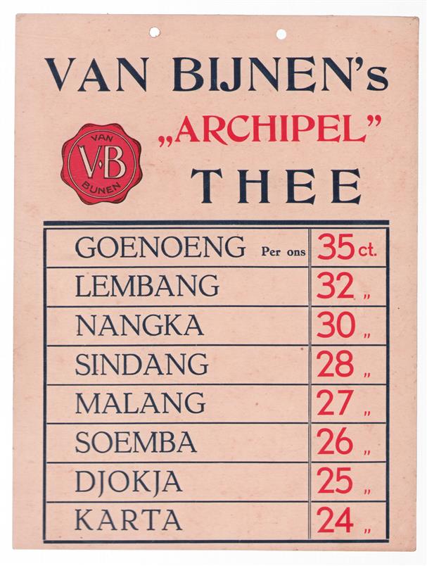 THEE - Reclame / priskaart