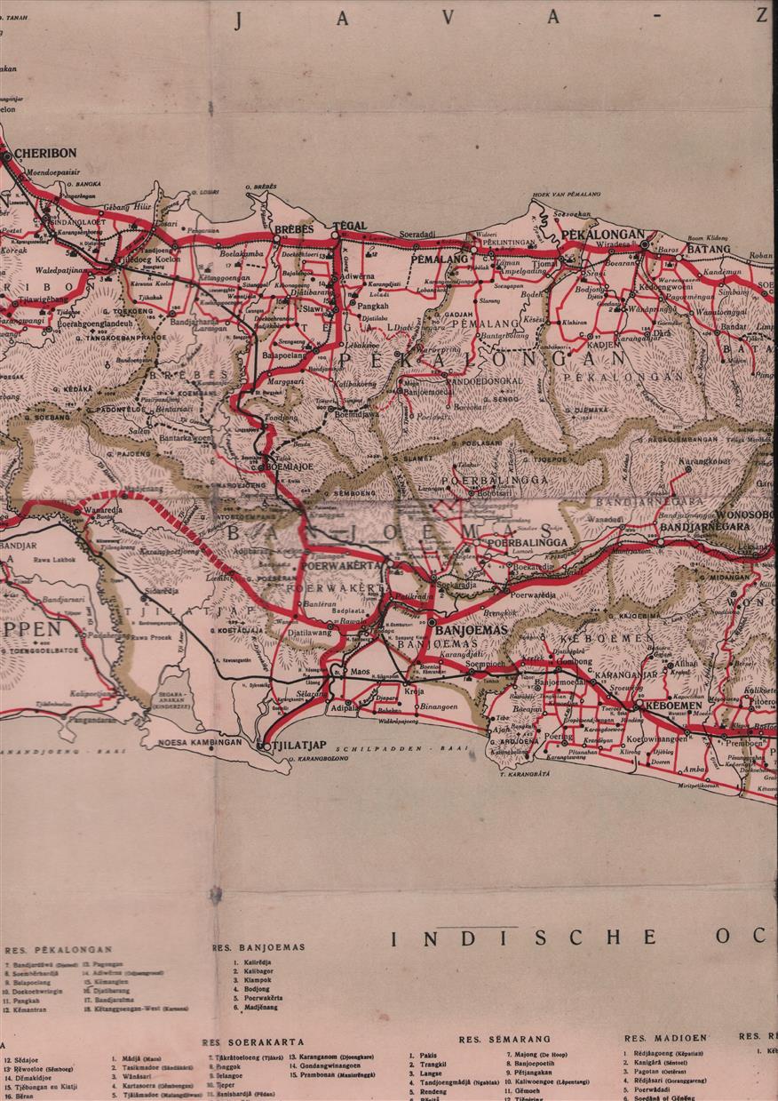 Automobielkaart van de Java motor club van Java en Madoera