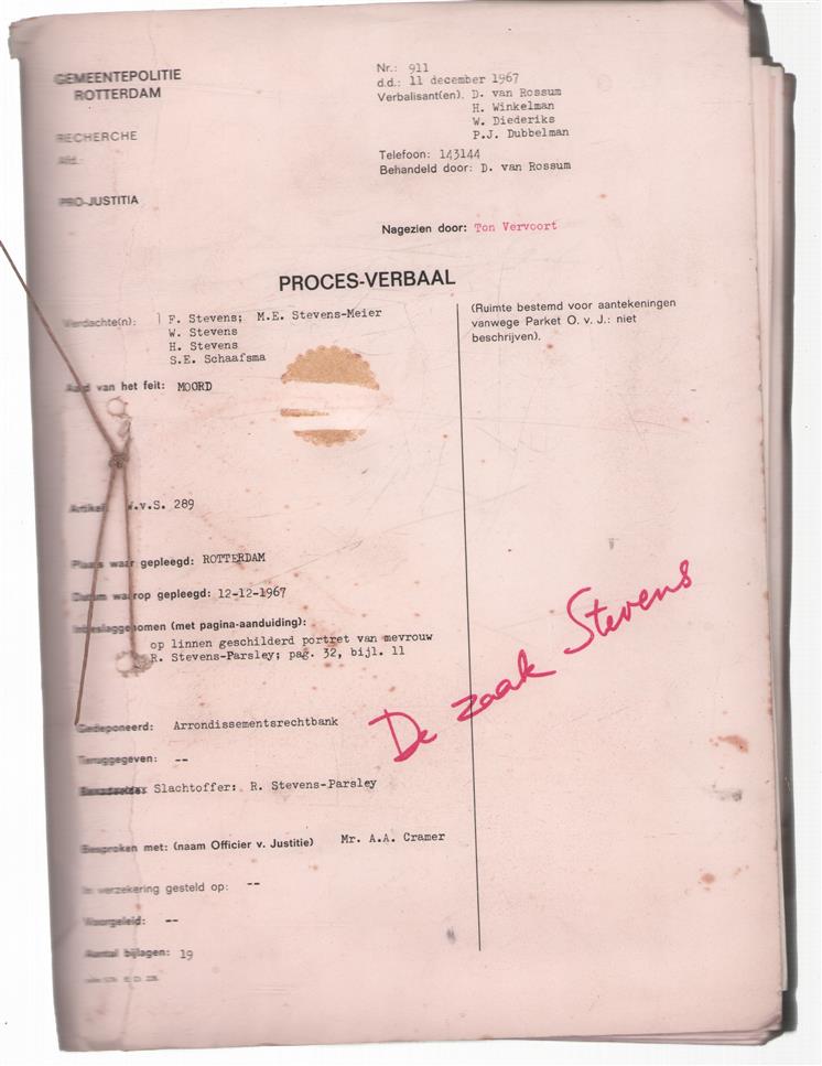 De zaak Stevens, proces-verbaal