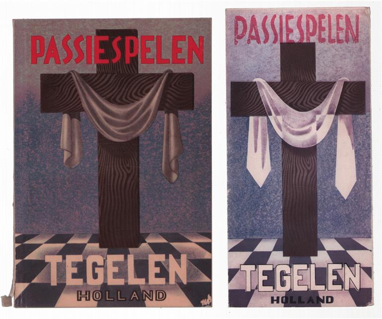 Passiespelen Tegelen (=omslag) Van Gabbatha naar Golgotha, passiespel + bijvoegsels Reclame folder + nog een passiespelen