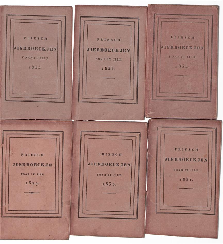 6 x Friesch jierboeckje foar it jier ...18029 / 1830 /1831 /1833 / 1834 / 1835