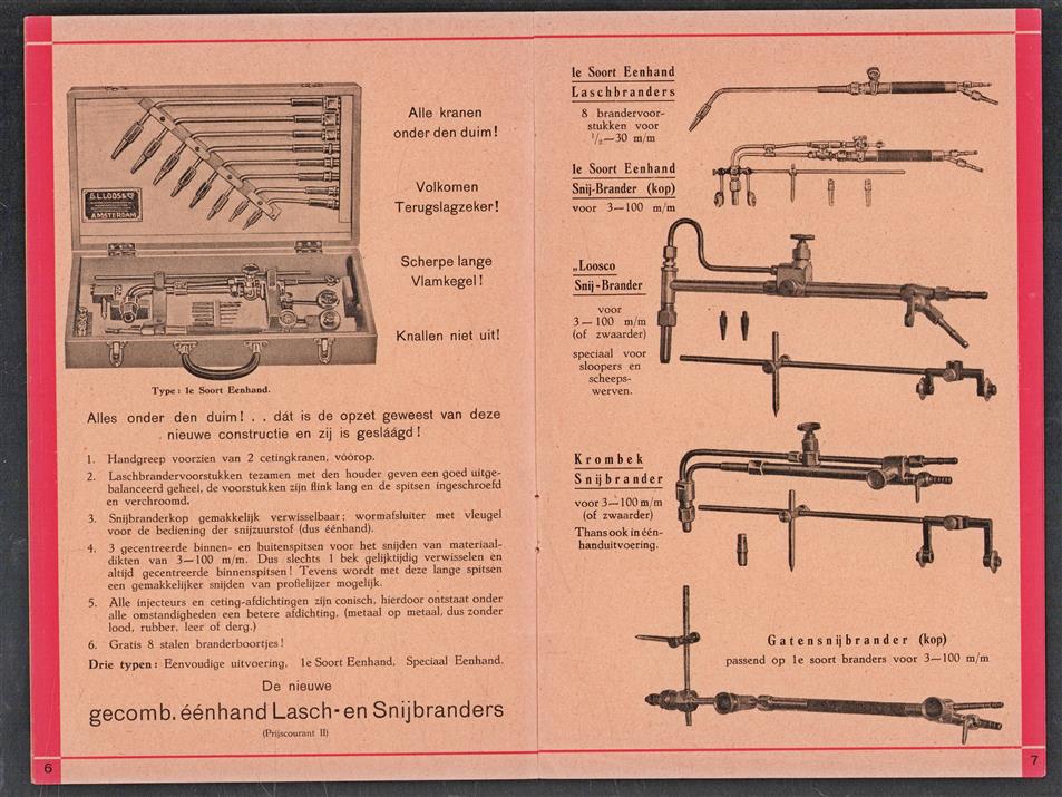 G.L. LOOS & Co Amsterdam - Fabrikanten van autogene en electrische Lasch en Snij Apparaten