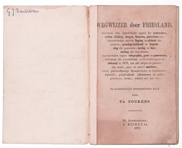 Wegwijzer door Friesland : bevattende eene alphabetische opgave der gemeenten ....