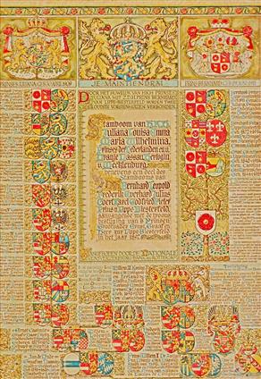 Stamboom van H.K.H. Juliana Louise Emma Maria Wilhelmina, Prinses der Nederlanden en van Oranje-Nassau, Hertogin v. Mecklenburg, benevens een deel des stambooms van Bernhard Leopold Frederik Everhard Julius Coert Karel Godfried Pieter, Prins v. Lippe