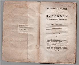 Kentekens en waarde van den zuiveren maagddom. Uit volksbegrippen, natuurkennis en zedekunde. Naar het Hoogduitsch.