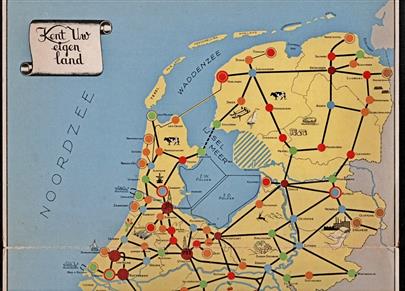 Kent uw eigen land. Opvouwbare kaart van Nederland (dun karton) oorlogsuitgave