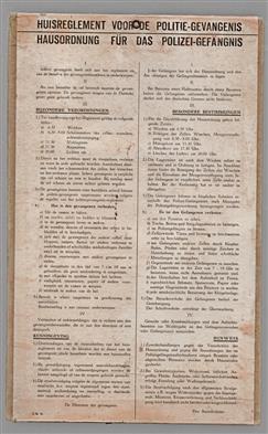 Huisreglement voor de politie - gevangenis - Hausordnung fur das Polizei - gefangnis
