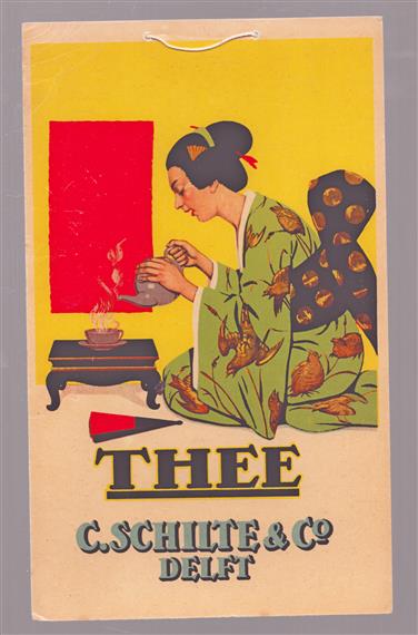 (RECLAME KAART - TRADECARD) Thee C.Schilte en Co Delft - Kartonnen reclamekaart met ophangkoordje.