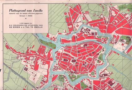 Plattegrond van Zwolle met registers van straten en gebouwen