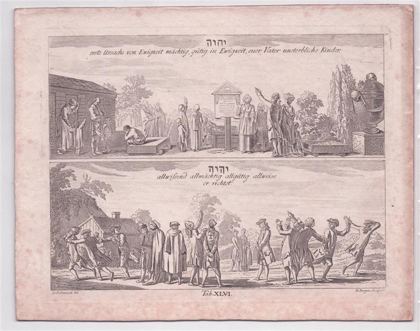 (SCHOOLPLAAT - SCHOOL POSTER - LEHRTAFEL) De eigenschappen van God en het goddelijk gericht – Tab. XLVI
