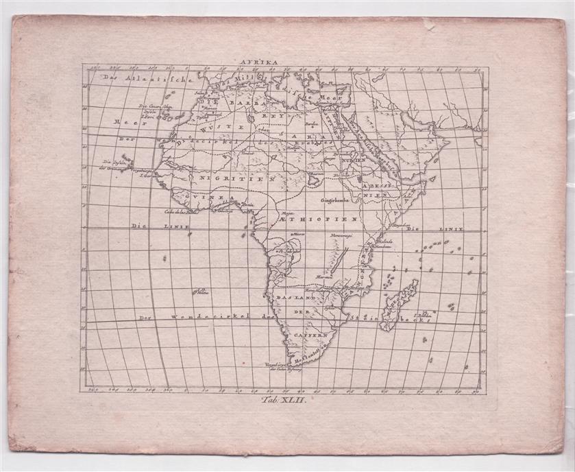 (SCHOOLPLAAT - SCHOOL POSTER - LEHRTAFEL) Kaart van Afrika – Tab. XLII - Elementarische Landkarte von Afrika – Tab. XLII