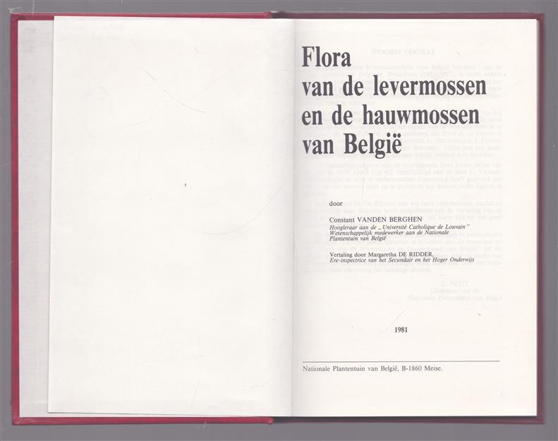 flora van de levermossen en de Hauwmossen van Belgie