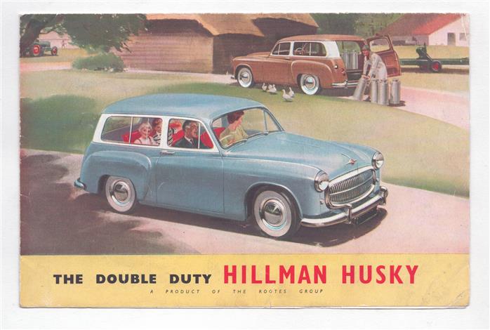 The Double Duty Hillman Husky -- Geïllustreerde auto-reclamefolder / verkoopbrochure, openslaand en meermaals gevouwen