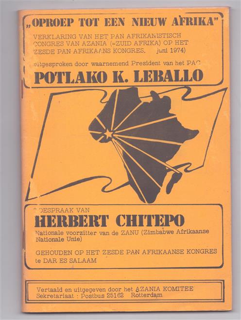 „Oproep tot een nieuw Afrika” -- Politieke brochure / historische documentatie over de Afrikaanse bevrijdingsbewegingen