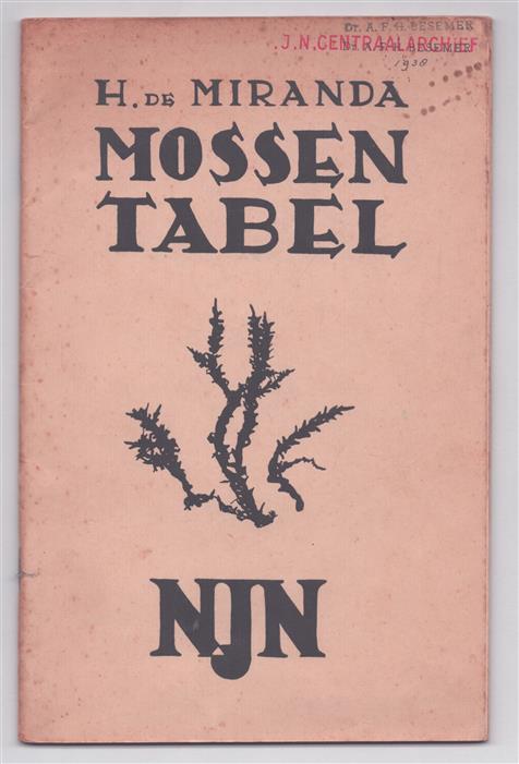 Mossentabel, eenvoudige tabellen ter determinatie van tachtig bladmossen en enkele lever- en korstmossen, uitsluitend met behulp van veldkenmerken
