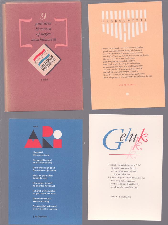 Publieksprijs voor het Nederlandse boek 1988, 9 gedichten & verzen op negen ansichtkaarten